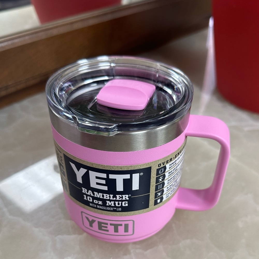 LIMITED EDITION YETI 10oz POWER PINK Rambler Mug w/ matching PINK magslider lid